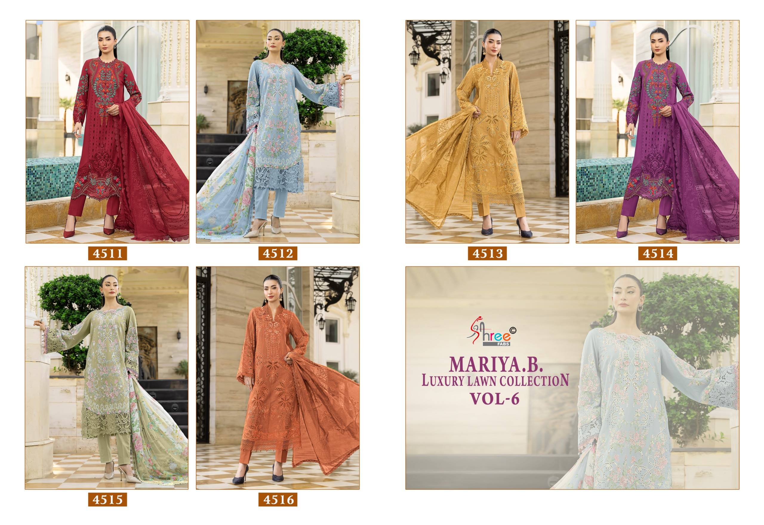 MARIYA B LUXURY LAWN COLLECTION VOL-6 By Shree Fabs Indian Traditional casual wear Pakistani pure cotton dresses At Wholesale Price